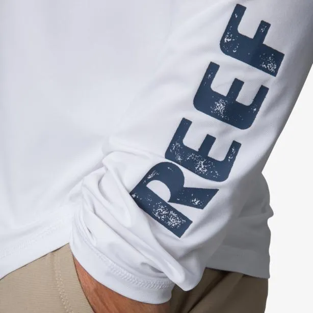 Surf Shirts Men REEF Wellie Too Long Sleeve Hooded Surf Shirt 50 UPF Bright White