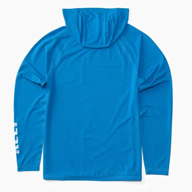 Surf Shirts Men REEF Wellie Too Long Sleeve Hooded Surf Shirt 50 UPF Brilliant Blue