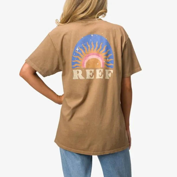 Tshirts and Tanks Women REEF Ali Boyfriend TShirt Lead Grey