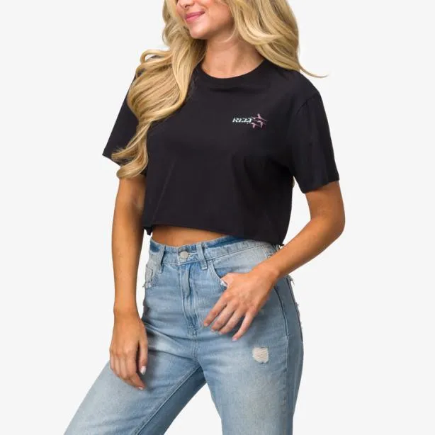 Tshirts and Tanks Women REEF Flamazing Crop TShirt Caviar
