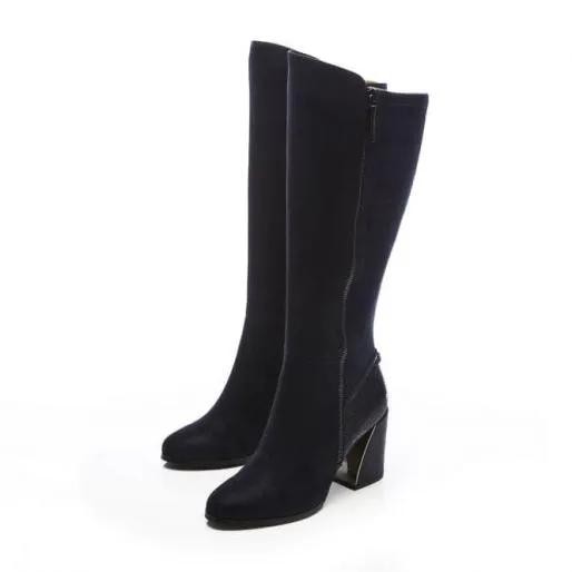 Tigerlily Navy Protauras Women Moda In Pelle Knee High Boots