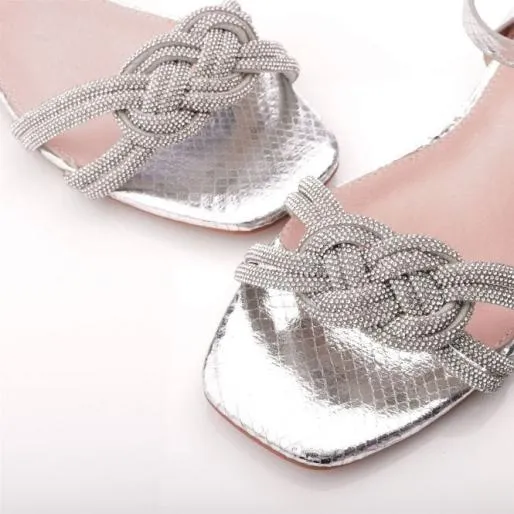 Tillisa Silver Snake Print Women Moda In Pelle Flat Sandals Tillisa Silver Snake Print Women Moda In Pelle Flat Sandals