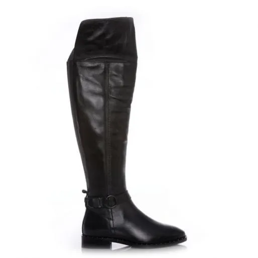 Tori Black Leather Women Moda In Pelle Black Boots