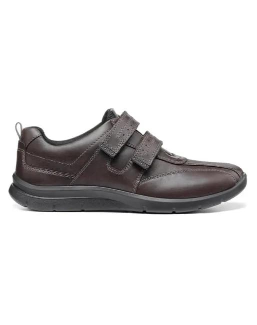 Touch Fasten Mens Hotter Energise Shoes Dark Brown