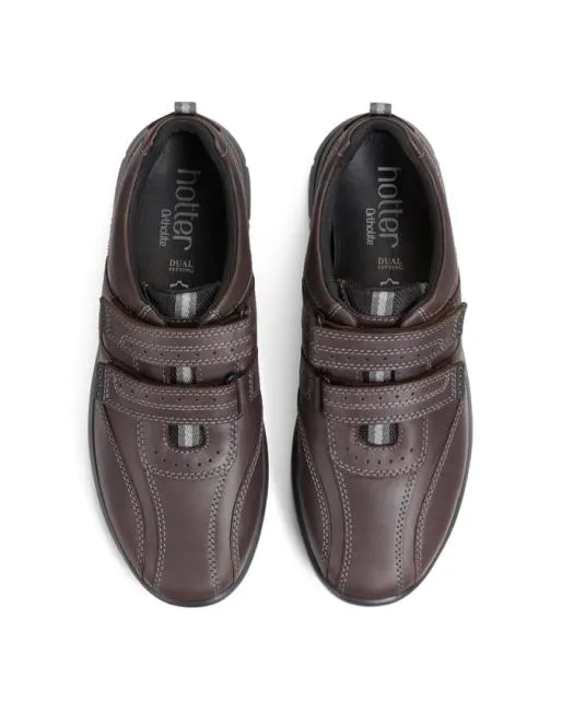 Touch Fasten Mens Hotter Energise Shoes Dark Brown