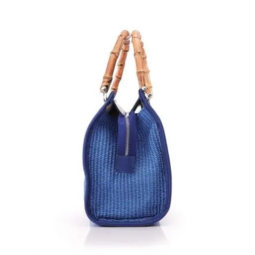 Tropicana Tote Blue Raffia Women Moda In Pelle Tote Bags Tropicana Tote Blue Raffia Women Moda In Pelle Tote Bags