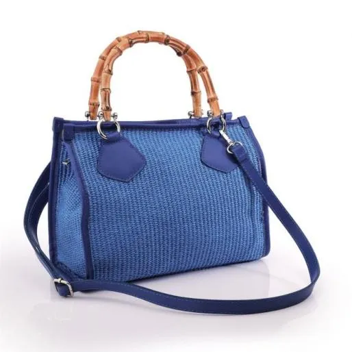 Tropicana Tote Blue Raffia Women Moda In Pelle Tote Bags Tropicana Tote Blue Raffia Women Moda In Pelle Tote Bags