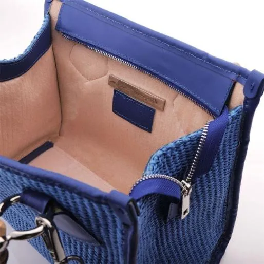Tropicana Tote Blue Raffia Women Moda In Pelle Tote Bags Tropicana Tote Blue Raffia Women Moda In Pelle Tote Bags