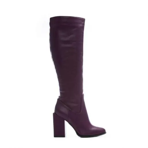 Valarie Purple Porvair Women Moda In Pelle Knee High Boots