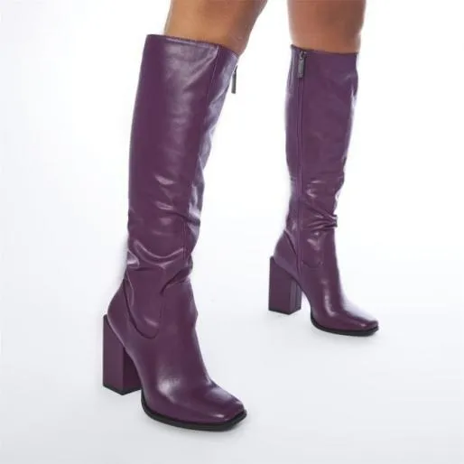Valarie Purple Porvair Women Moda In Pelle Knee High Boots Valarie Purple Porvair Women Moda In Pelle Knee High Boots