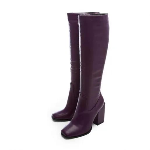 Valarie Purple Porvair Women Moda In Pelle Knee High Boots Valarie Purple Porvair Women Moda In Pelle Knee High Boots