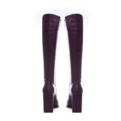 Valarie Purple Porvair Women Moda In Pelle Knee High Boots Valarie Purple Porvair Women Moda In Pelle Knee High Boots
