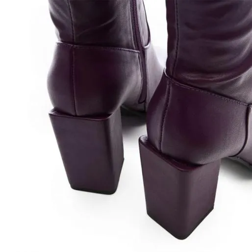 Valarie Purple Porvair Women Moda In Pelle Knee High Boots Valarie Purple Porvair Women Moda In Pelle Knee High Boots