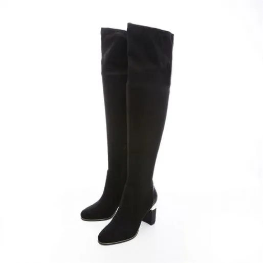 Valentinne Black Alcantara Women Moda In Pelle Black Boots Valentinne Black Alcantara Women Moda In Pelle Black Boots