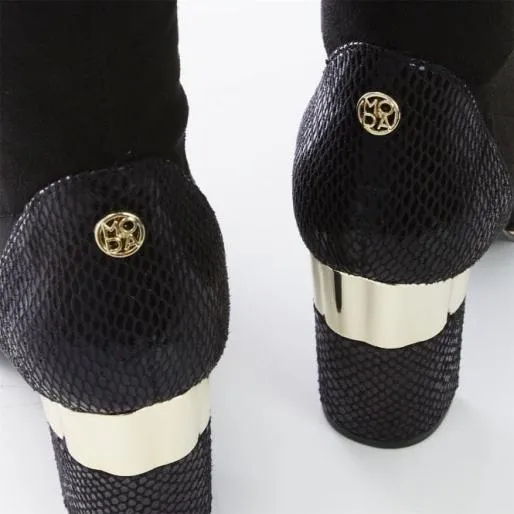Valentinne Black Alcantara Women Moda In Pelle Black Boots Valentinne Black Alcantara Women Moda In Pelle Black Boots