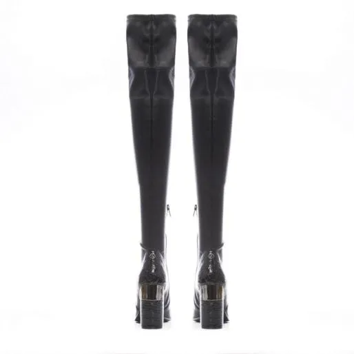 Valentinne Black Porvair Women Moda In Pelle Black Boots Valentinne Black Porvair Women Moda In Pelle Black Boots