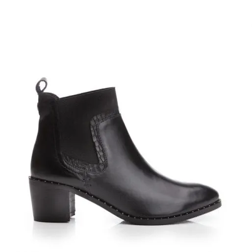 Winette Black Leather Women Moda In Pelle Black Boots