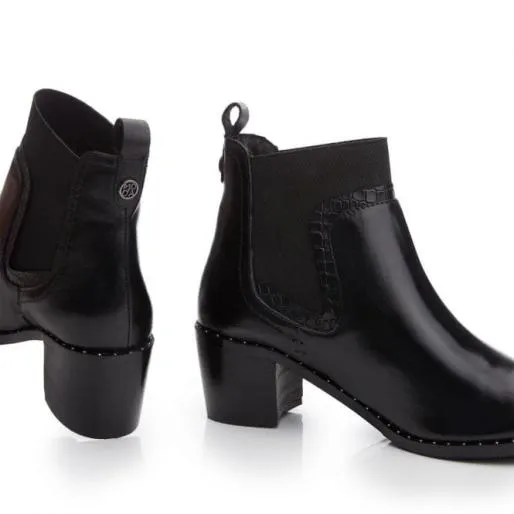 Winette Black Leather Women Moda In Pelle Black Boots Winette Black Leather Women Moda In Pelle Black Boots