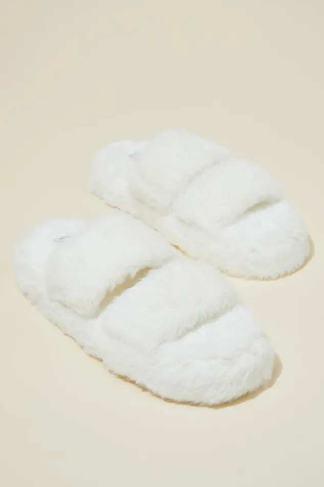 Women Accessories and Slippers Cotton On Plush Fur Slipper White
