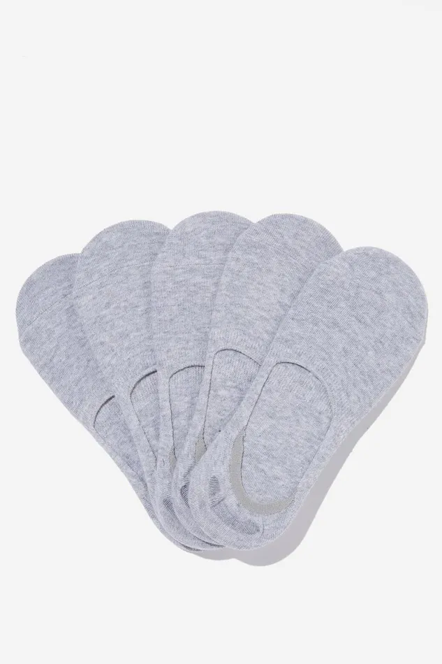 Women Active Accessories Cotton On Body 5Pk Invisible Sock Grey Marle