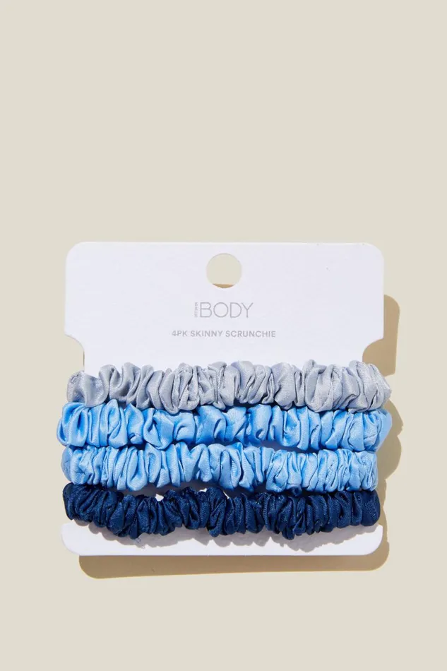 Women Active Accessories Cotton On Skinny Scrunchies 4Pk Ocean Spray