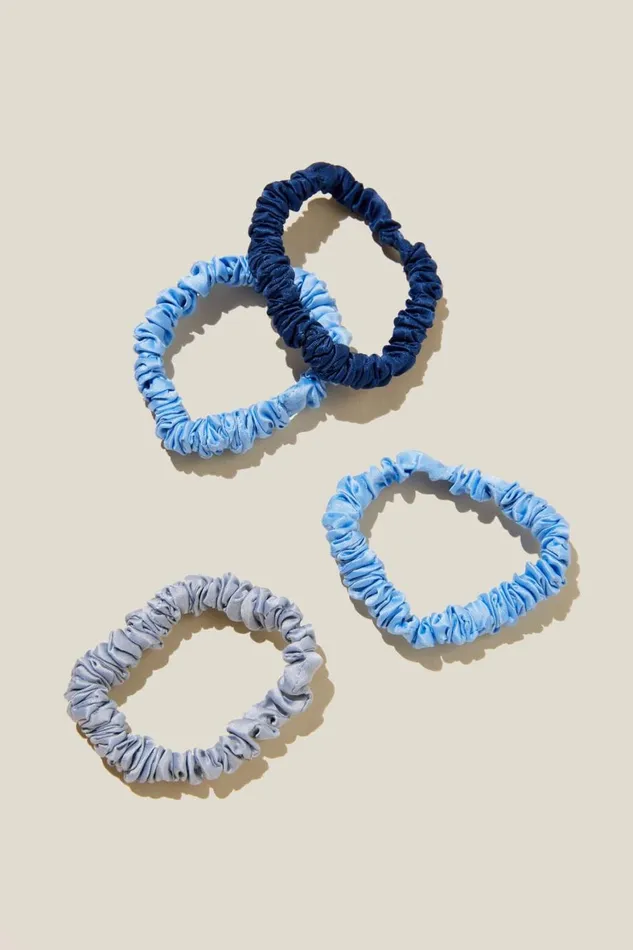 Women Active Accessories Cotton On Skinny Scrunchies 4Pk Ocean Spray