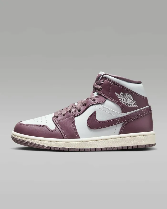 Women Air Jordan 1 Mid Pure Platinumsailsky J Mauve Nike Lifestyle