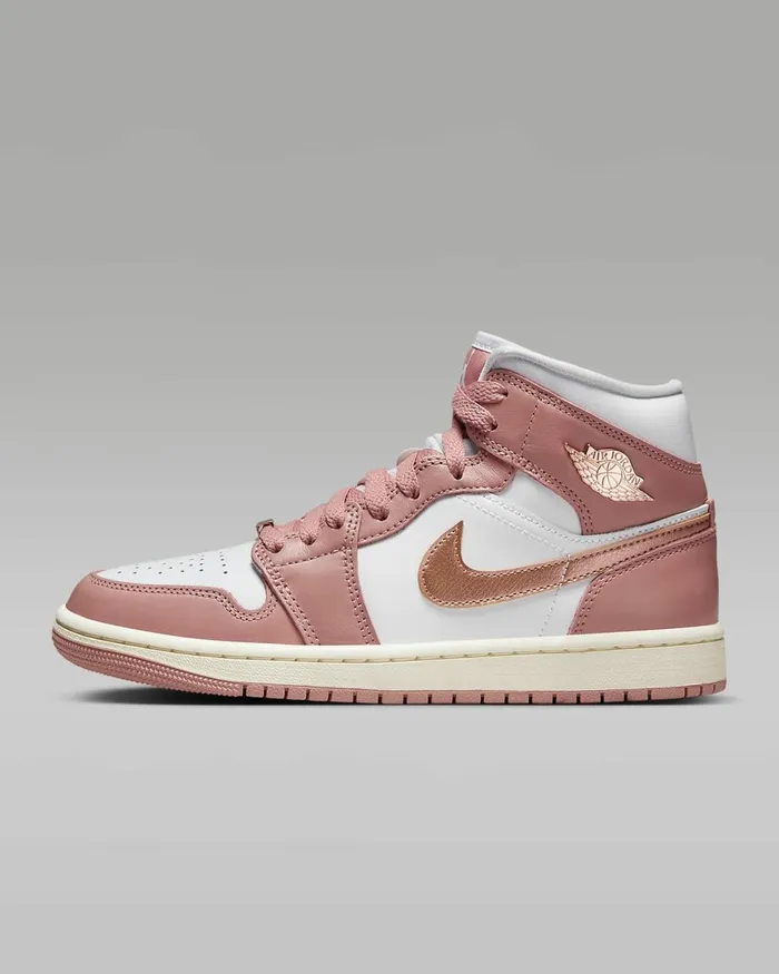 Women Air Jordan 1 Mid Se Red Stardustwhitesailmetallic Copper Nike Lifestyle Women Air Jordan 1 Mid Se Red Stardustwhitesailmetallic Copper Nike Lifestyle