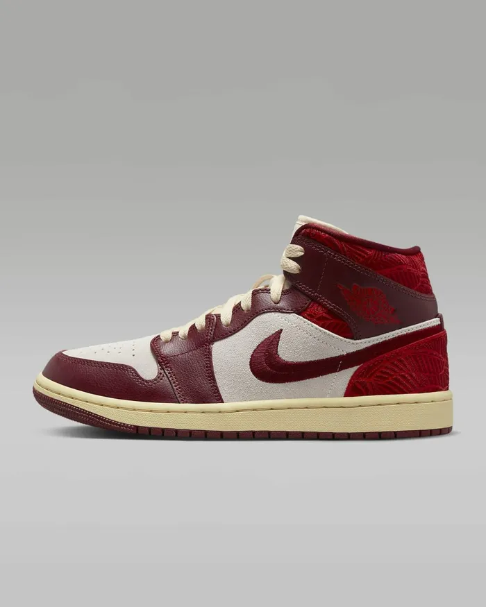 Women Air Jordan 1 Mid Se Team Redsailmuslinuniversity Red Nike Lifestyle