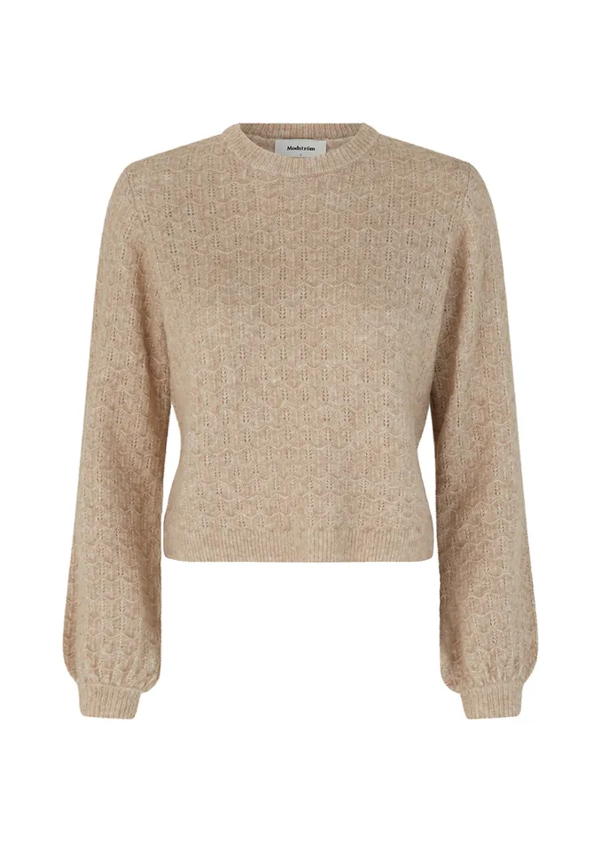 Women AlvesMD Oneck Beige Melange Modstrm Blouses and Knitwear