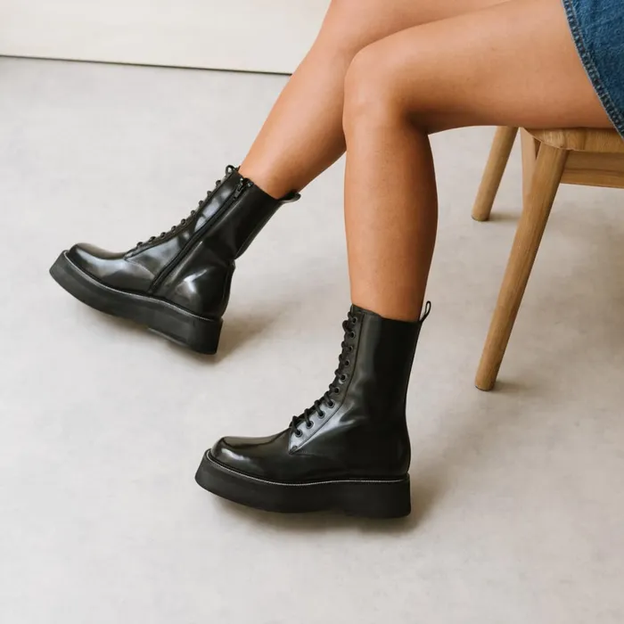 Women Ankle Boots Lowboots Jonak Boots With Laces And Thick Sole