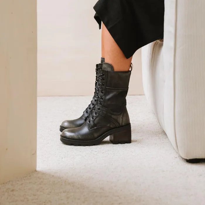 Women Ankle Boots Lowboots Jonak Boots With Laces Thick Heels And Notched Soles