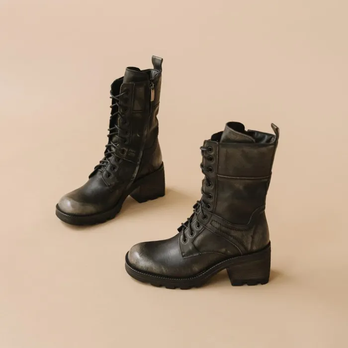 Women Ankle Boots Lowboots Jonak Boots With Laces Thick Heels And Notched Soles