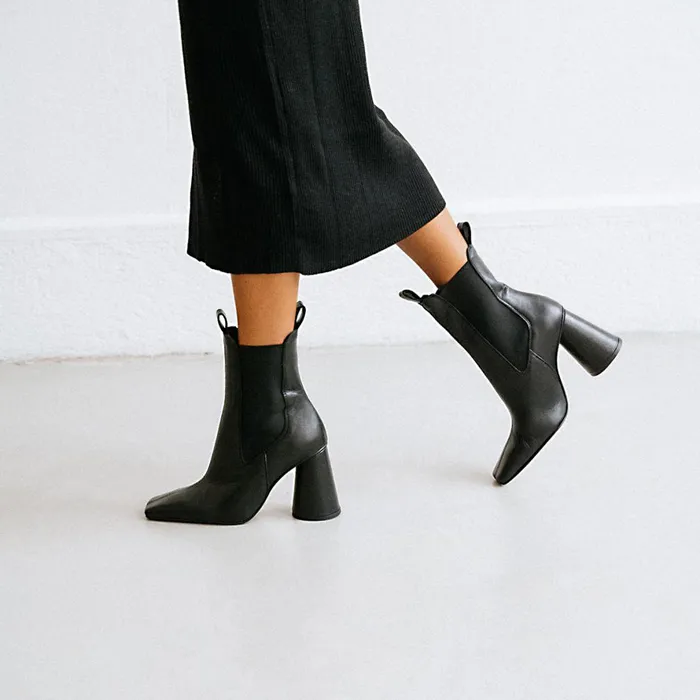 Women Ankle Boots Lowboots Jonak High Heel Boots Elastic And Square Toe