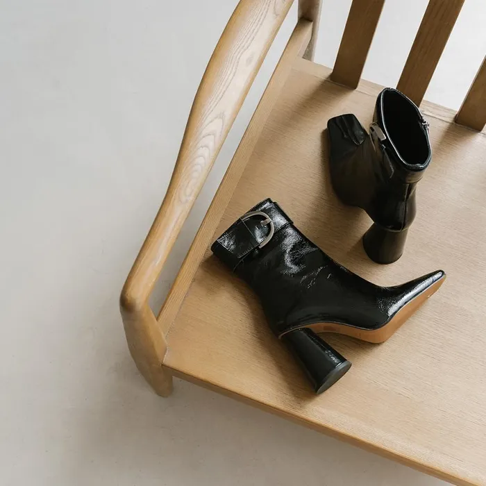 Women Ankle Boots Lowboots Jonak High Heel Boots With Buckles And Round Toes