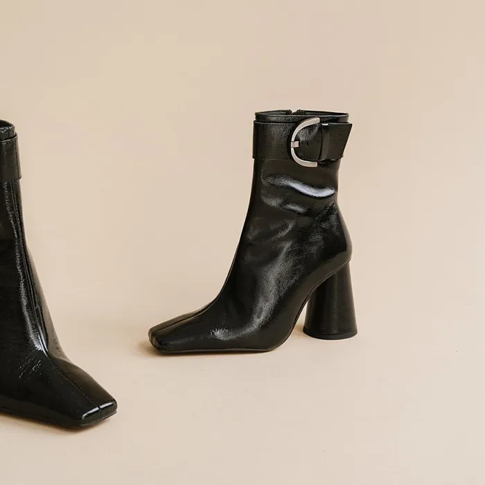 Women Ankle Boots Lowboots Jonak High Heel Boots With Buckles And Round Toes