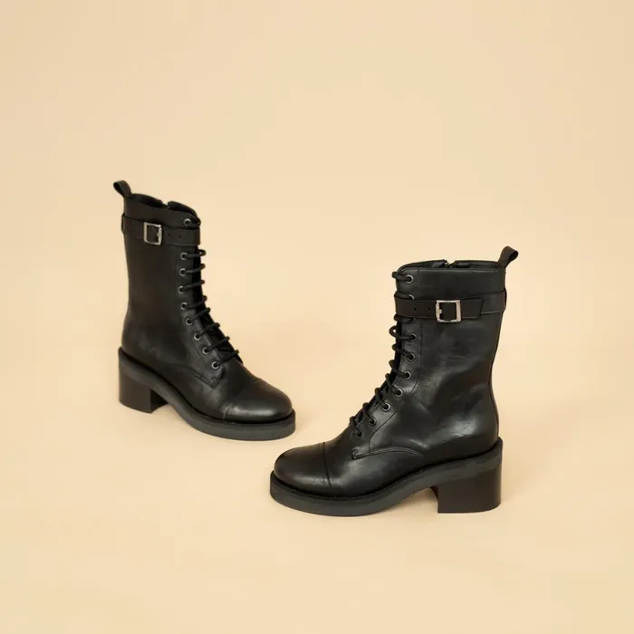 Women Ankle Boots Lowboots Jonak LaceUp Boots Heels And Silver Detail