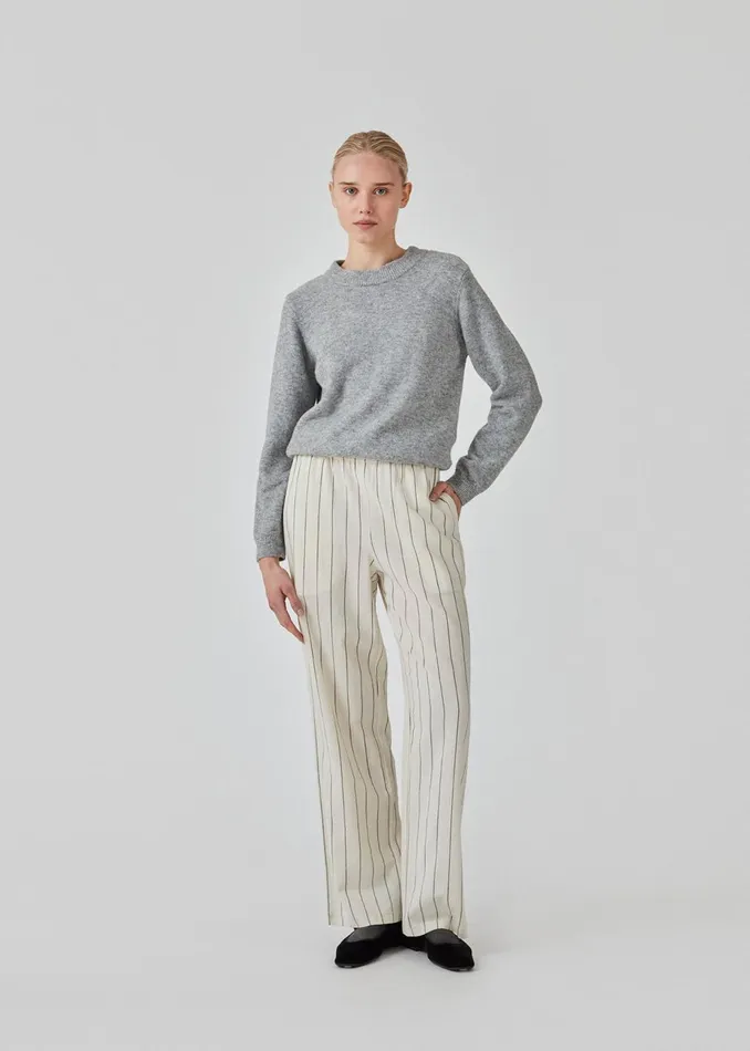 Women AnnaMD Oneck Grey Melange Modstrm Blouses and Knitwear