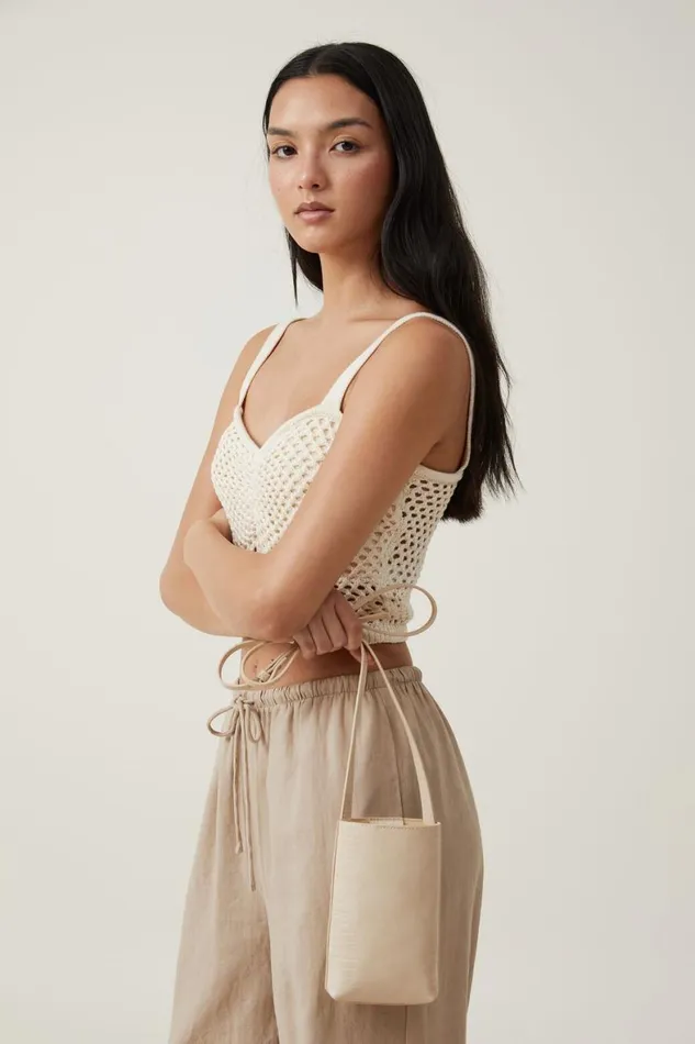 Women Bags and Belts Cotton On Freya Phone Sling Ecru Mini Texture
