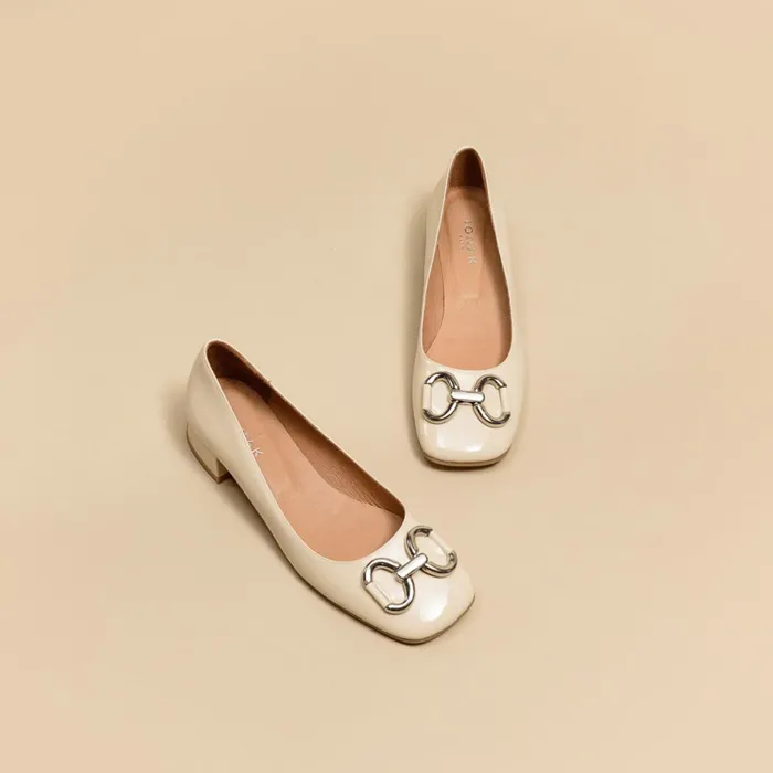 Women Ballets Flats Jonak Ballerinas With Heel And Silver Buckles