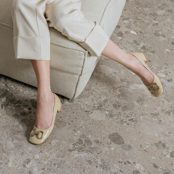 Women Ballets Flats Jonak Ballerinas With Heel And Silver Buckles