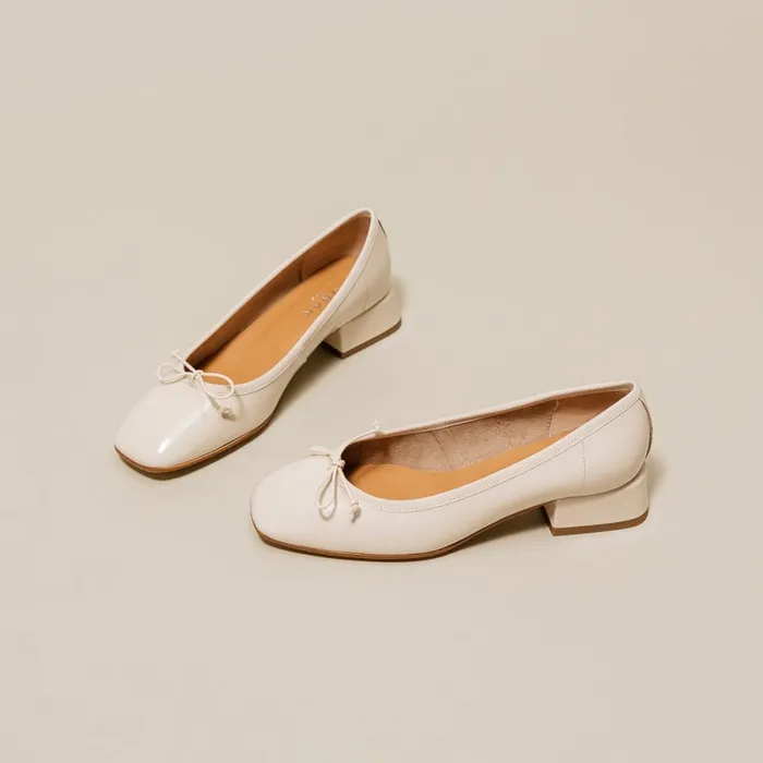 Women Ballets Flats Jonak Ballerinas With Heels And Square Toes