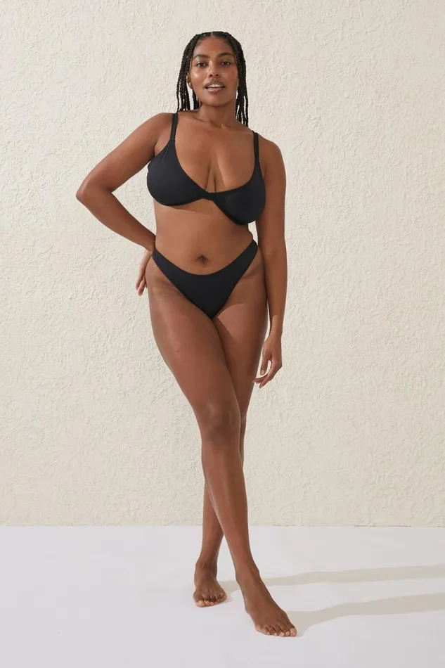 Women Bikinis Cotton On High Side Brazilian Seam Bikini Bottom Black