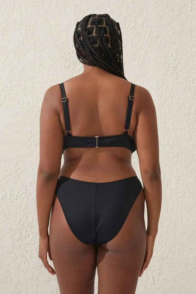 Women Bikinis Cotton On High Side Brazilian Seam Bikini Bottom Black