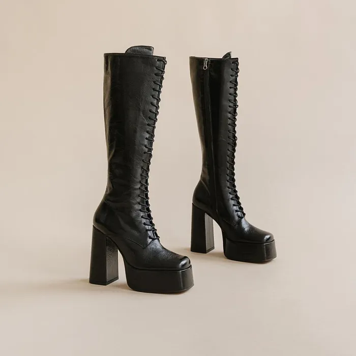 Women Boots Thighhigh Boots Jonak Platform Boots With Laces