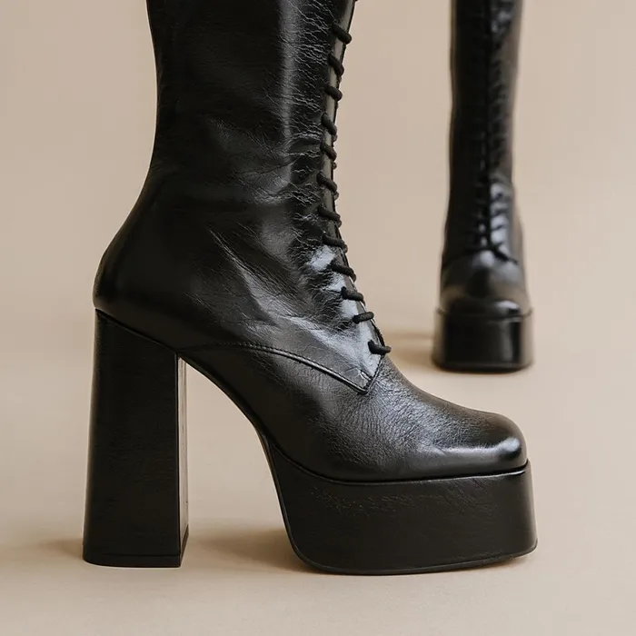 Women Boots Thighhigh Boots Jonak Platform Boots With Laces