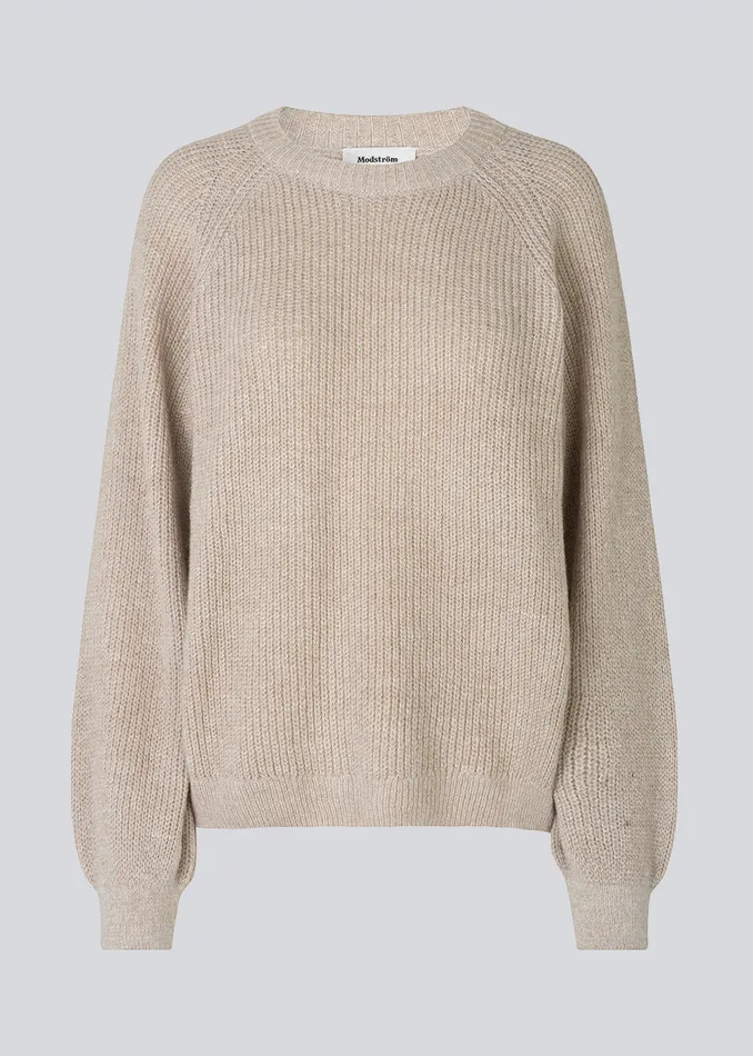 Women BorgMD Oneck Beige Melange Modstrm Blouses and Knitwear