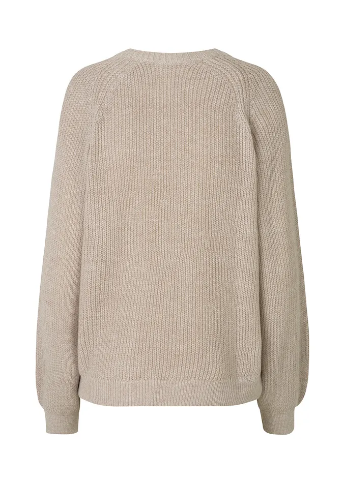 Women BorgMD Oneck Beige Melange Modstrm Blouses and Knitwear Women BorgMD Oneck Beige Melange Modstrm Blouses and Knitwear