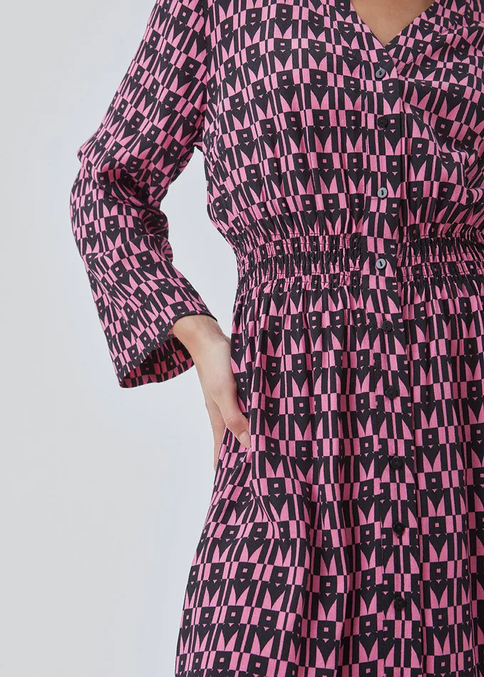 Women BorysMD Print Dress Graphic Heart Cosmos Pink Modstrm Dresses