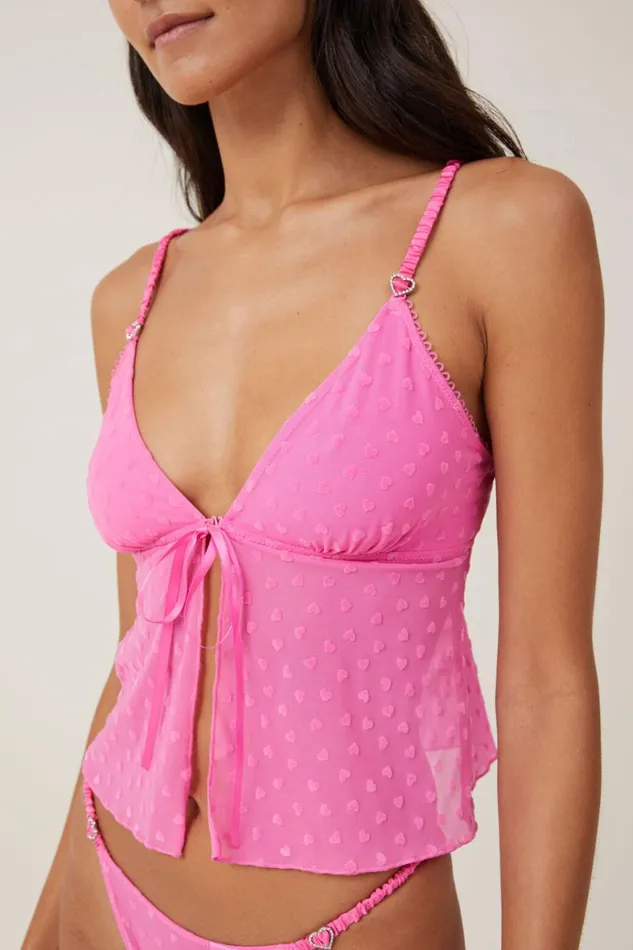Women Bralettes Cotton On Sasha Flocking Mesh Longline Bralette Candy Cloud